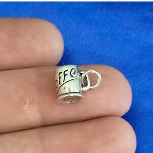 Sterling Silver Oxidized 3D Coffee Mug Charm